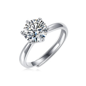 Anillo Aurora de Plata y Moissanita, vista principal sobre fondo blanco