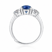 Anillo Trinidad de Plata y Moissanita Zafiro, vista alternativa 2