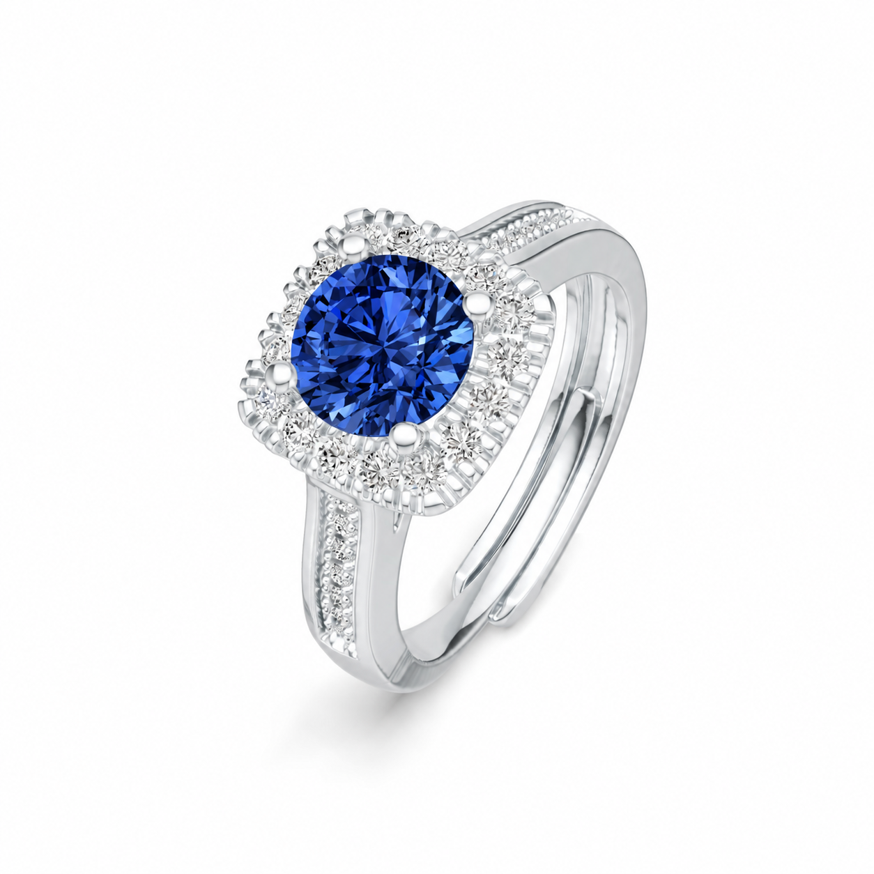 R12858-6.5Z-02 Anillo Aura Zafiro de Plata y Moissanita Zafiro, vista alternativa 1