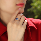 Anillo Aura Zafiro de Plata y Moissanita Zafiro, vista alternativa 2