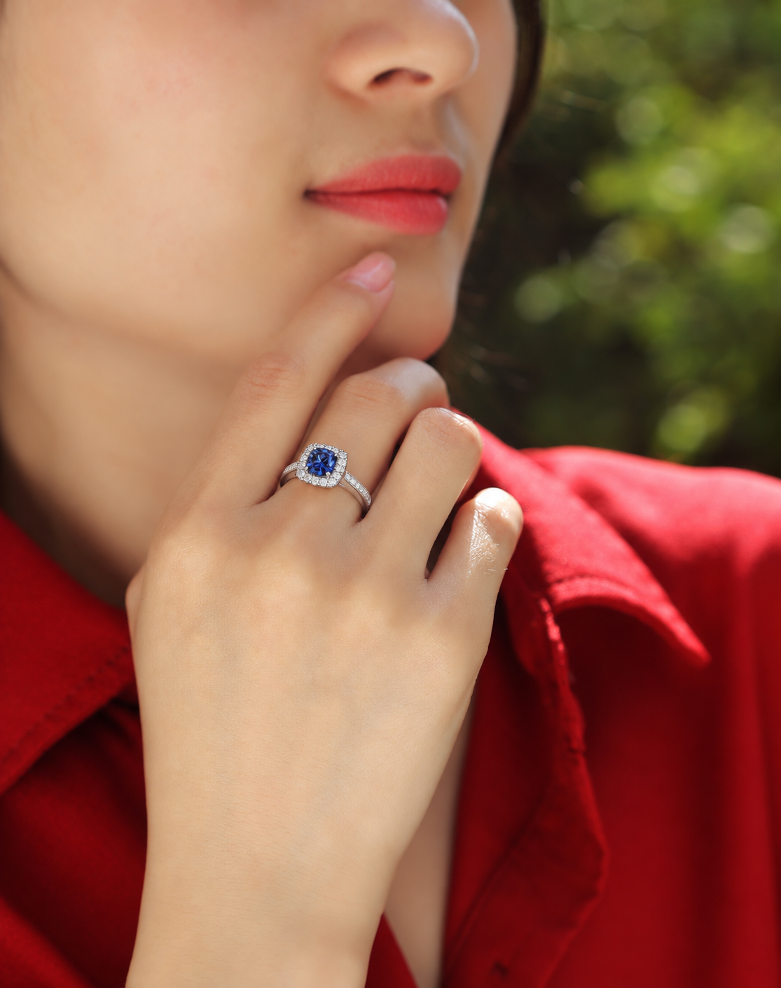 R12858-6.5Z-03 Anillo Aura Zafiro de Plata y Moissanita Zafiro, vista alternativa 2