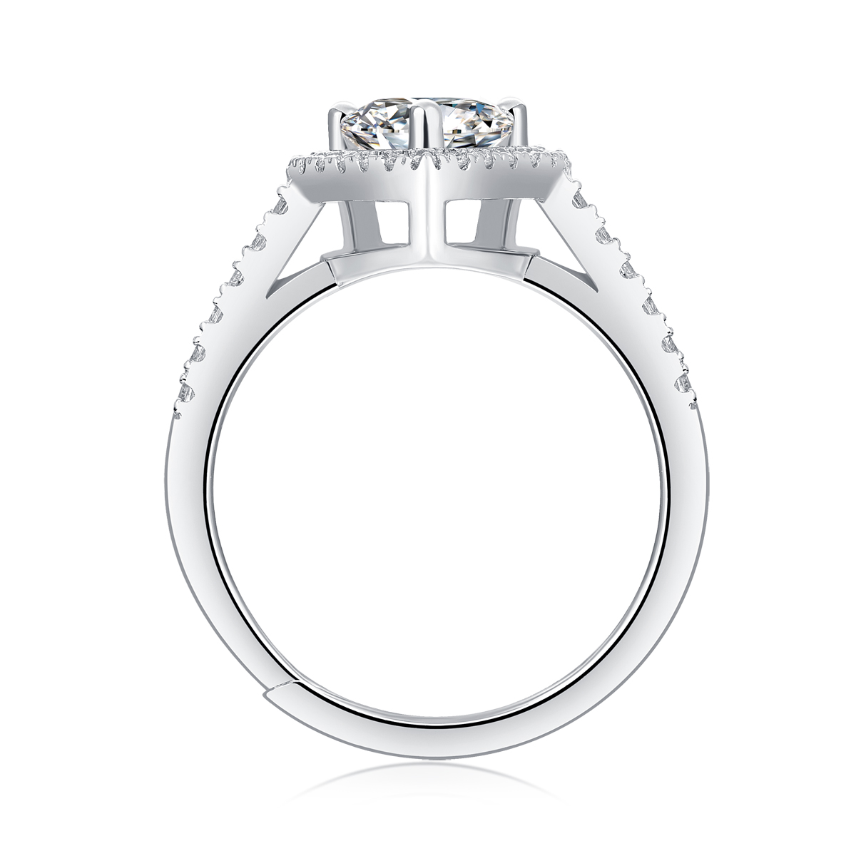 Stacked from 3 images. Method=B (R=8,S=4) Anillo Corazón de Plata y Moissanita, vista alternativa 2