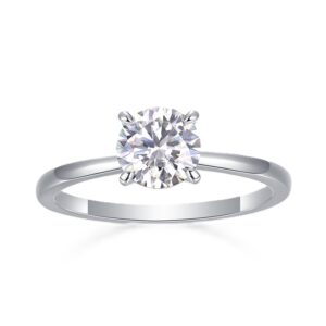 Anillo Solitario de Plata y Moissanita, vista principal sobre fondo blanco