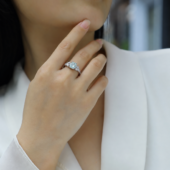 Anillo Cielo de Plata y Moissanita Aguamarina, vista alternativa 5