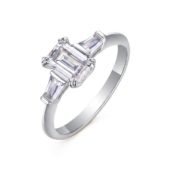 Anillo Esmeralda de Plata y Moissanita, vista alternativa 1