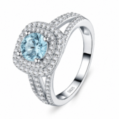Anillo Emperatriz de Plata y Moissanita Aguamarina, vista alternativa 1