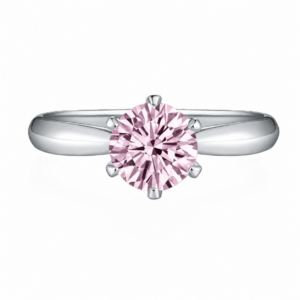 Anillo Clásico Rosa de Plata y Moissanita Rosa, vista principal sobre fondo blanco